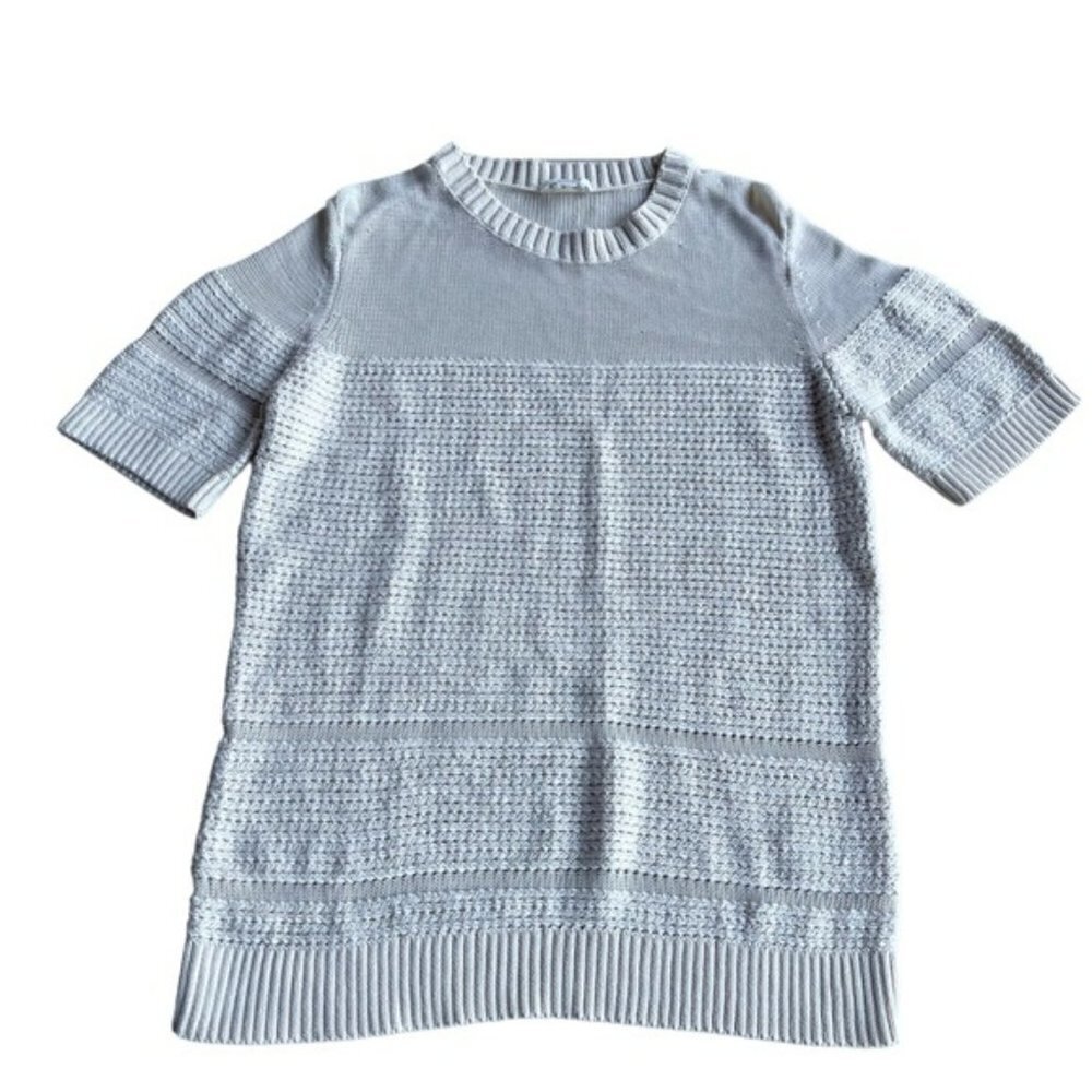 COS Cream Knit With Mesh Contrast Top US L